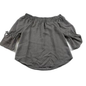 Black & White Gingham Off-Shoulder Blouse Women’s S | Cottagecore Chic